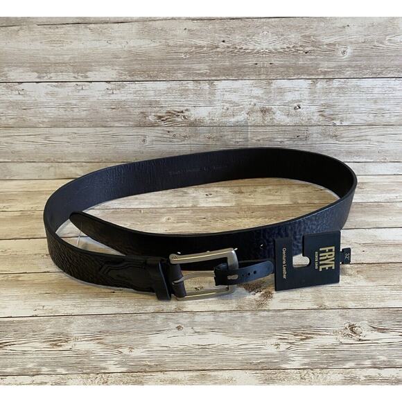 Frye Belt Mens Black Size 32" Silver Metal Hardware Western - Picture 1 of 6